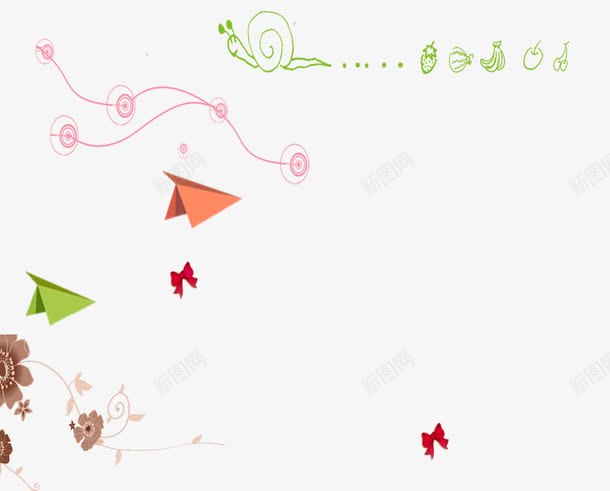 蝴蝶纸飞机小花png免抠素材_新图网 https://ixintu.com 小花 纸飞机 蝴蝶