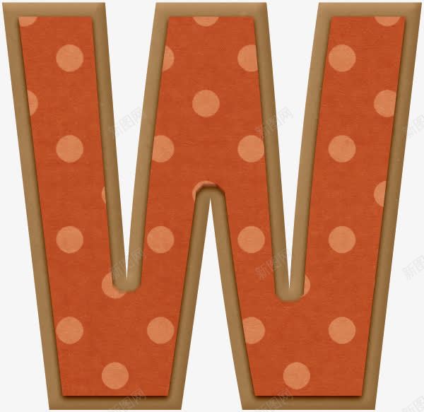 橙色波点字母Wpng免抠素材_新图网 https://ixintu.com 字母 波点 装饰