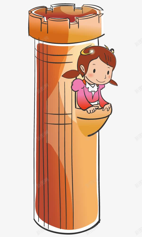 柱子里的女孩png免抠素材_新图网 https://ixintu.com 卡通 女孩 插画 柱子