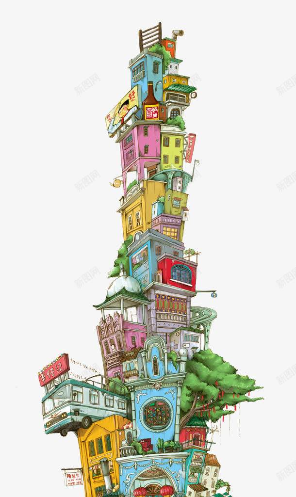 手绘老房子png免抠素材_新图网 https://ixintu.com 彩色 房子 手绘 破房子 装饰