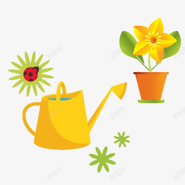 浇花器小花png免抠素材_新图网 https://ixintu.com 卡通 图案 小花 浇花器