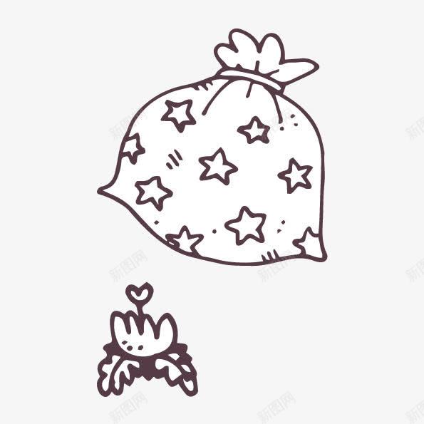 手绘星星袋子png免抠素材_新图网 https://ixintu.com 卡通袋子 手绘花朵 手绘袋子 矢量袋子 礼物袋子
