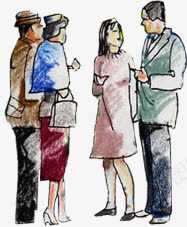 手绘人物人群男女png免抠素材_新图网 https://ixintu.com 人物 人群 男女