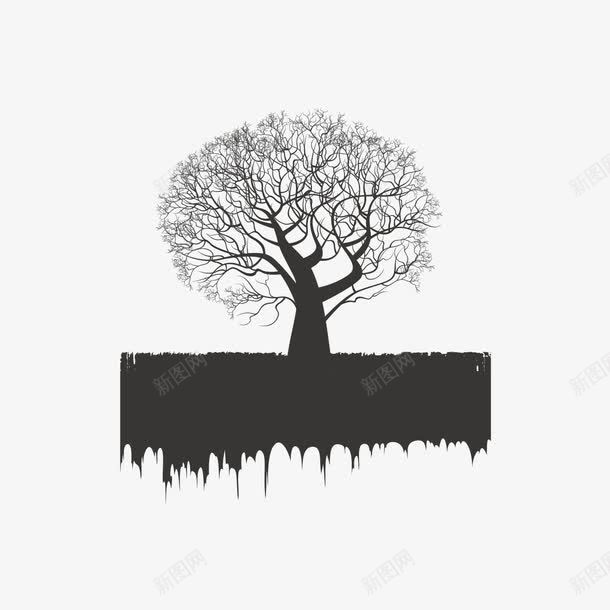 长在地上的树矢量图ai免抠素材_新图网 https://ixintu.com 土地 树 黑色的树 矢量图