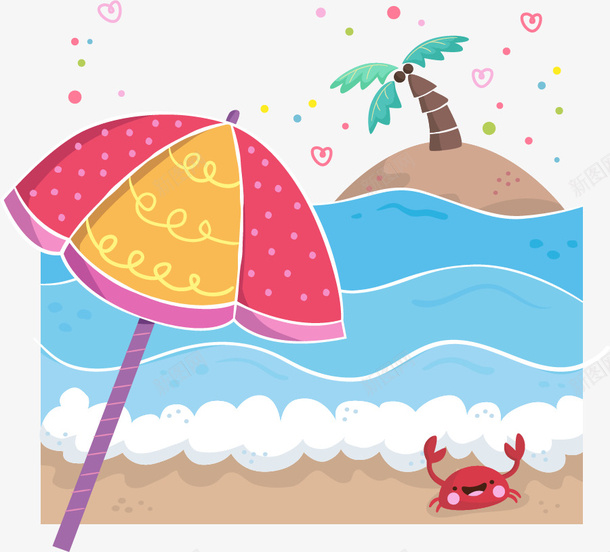 夏天海边矢量图eps免抠素材_新图网 https://ixintu.com 卡通 可爱 浅色调 清新 矢量图