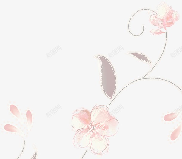 手绘粉色花朵背景png免抠素材_新图网 https://ixintu.com 手绘 粉色 背景 花朵