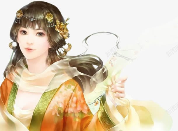 飘逸黄衣美女古风手绘png免抠素材_新图网 https://ixintu.com 古风 手绘 美女 飘逸 黄衣