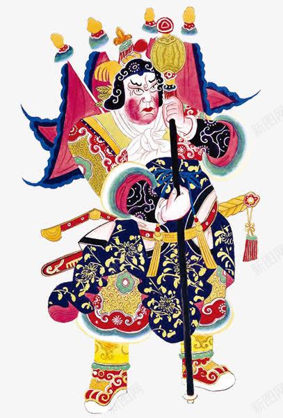 年画手绘门神png免抠素材_新图网 https://ixintu.com 神仙 门神 门贴