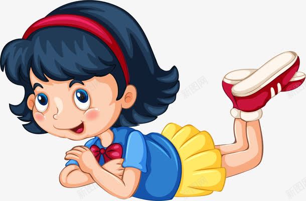 手绘趴着的小女孩png免抠素材_新图网 https://ixintu.com 可爱 手绘 趴着的小女孩