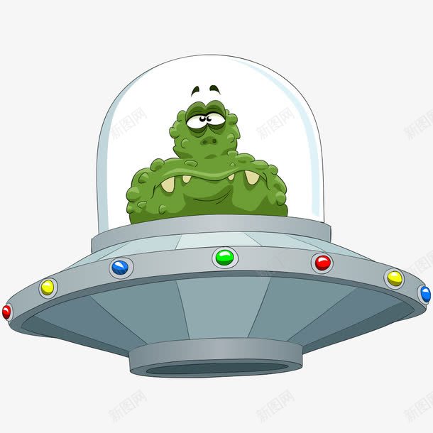 飞碟上的外星人png免抠素材_新图网 https://ixintu.com 卡通飞碟 外星人 怪物 矢量飞碟 飞碟