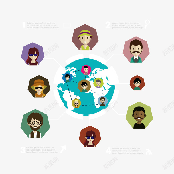 全球网络矢量图ai免抠素材_新图网 https://ixintu.com 人 全球网络 地球 矢量图