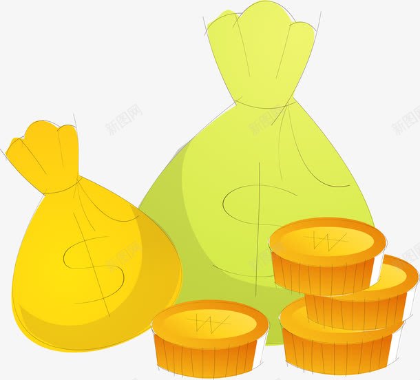 可爱卡通手绘金币png免抠素材_新图网 https://ixintu.com 卡通 可爱 手绘 金币