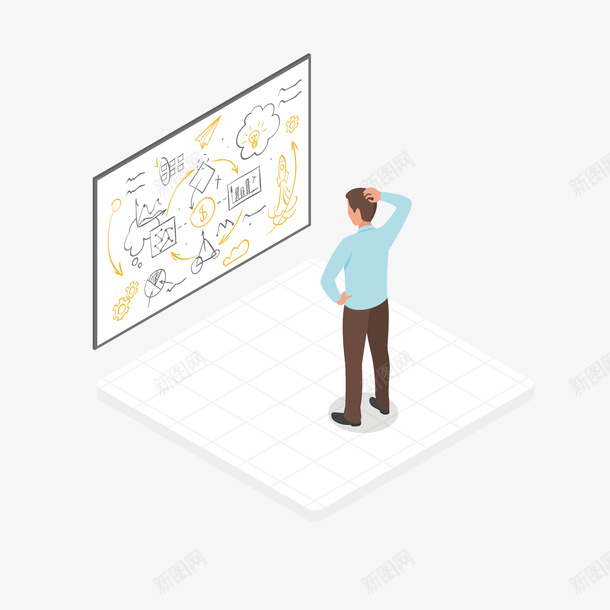 看着图纸的蓝衣服的人矢量图eps免抠素材_新图网 https://ixintu.com 人 图纸 男士 男士png 男士矢量图 矢量图