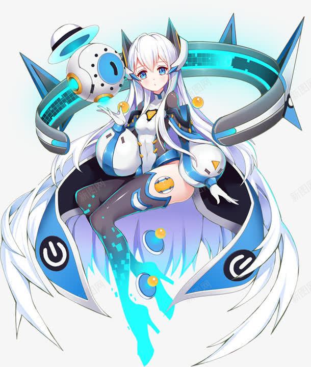 蓝色手绘美女网游人物png免抠素材_新图网 https://ixintu.com 人物 女网 蓝色