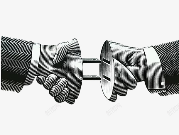 机械握手电源png免抠素材_新图网 https://ixintu.com 插头 握手 机械 电源 黑白