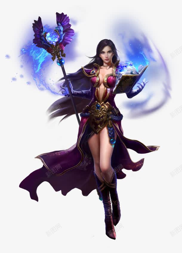 手持紫色武器美女png免抠素材_新图网 https://ixintu.com 手持 武器 紫色 美女
