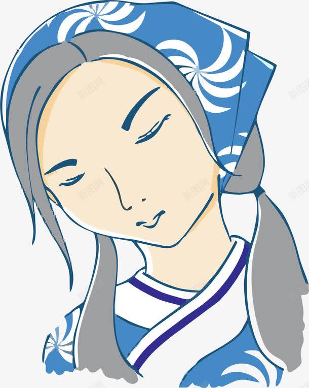 苗族姑娘png免抠素材_新图网 https://ixintu.com 手绘 苗族姑娘 蓝色