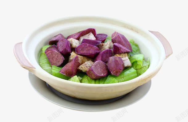 大芥菜蕃薯香芋煲png免抠素材_新图网 https://ixintu.com 产品实物 紫薯 美味 芥菜 菜肴 香芋煲
