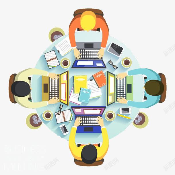 创意办公桌png免抠素材_新图网 https://ixintu.com 会议室 办公桌 卡通人物