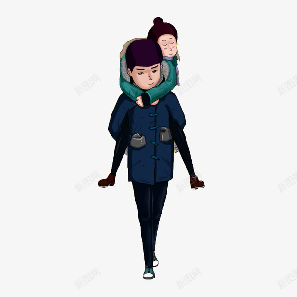 背小孩的人png免抠素材_新图网 https://ixintu.com 卡通人物 卡通画 男人 矢量装饰 装饰