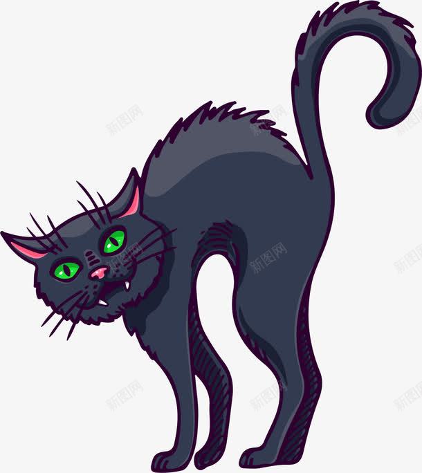 手绘黑猫png免抠素材_新图网 https://ixintu.com 手绘 黑猫 龇牙