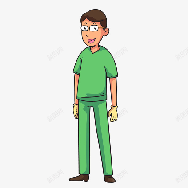 穿绿色衣服的卡通男医生矢量图ai免抠素材_新图网 https://ixintu.com 医生 卡通 卡通医生 日常 男医生 绿色 绿色衣服 矢量图