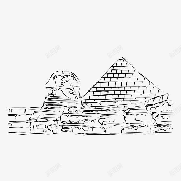 手绘狮身人面像png免抠素材_新图网 https://ixintu.com 古建筑 建筑 狮身人面像