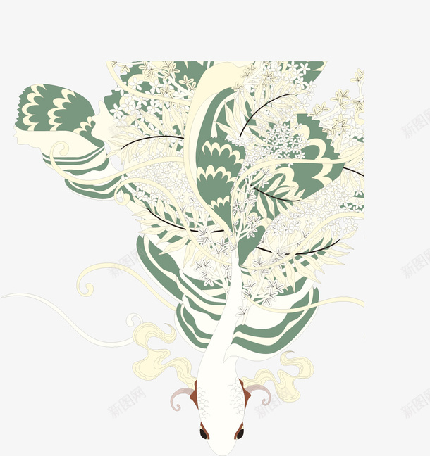 效果绿色花纹鱼矢量图ai免抠素材_新图网 https://ixintu.com 唯美 效果 花纹 鱼 矢量图