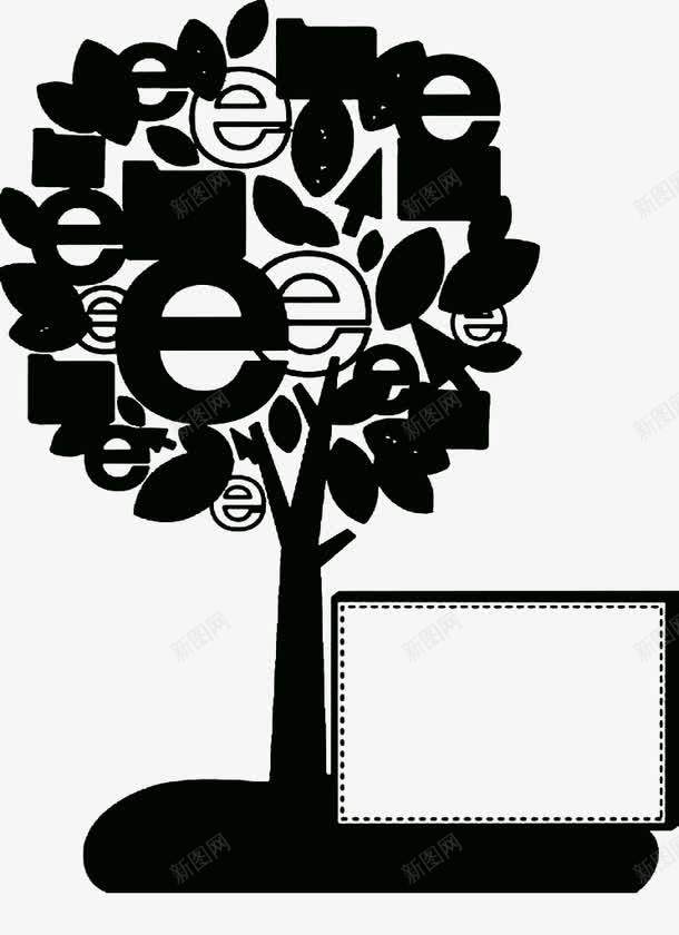 黑色的字母树装饰png免抠素材_新图网 https://ixintu.com 树 背景 装饰 黑色