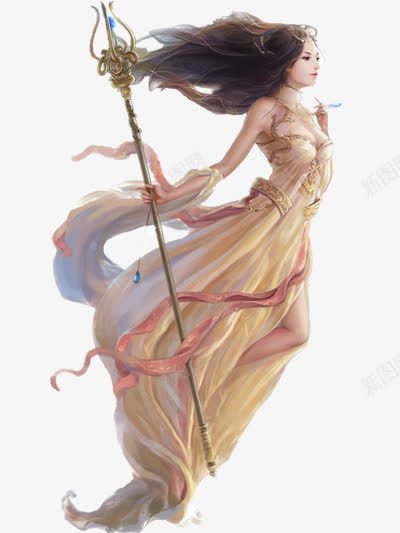 手绘浅绿色长裙美女png免抠素材_新图网 https://ixintu.com 手绘 绿色 美女 长裙