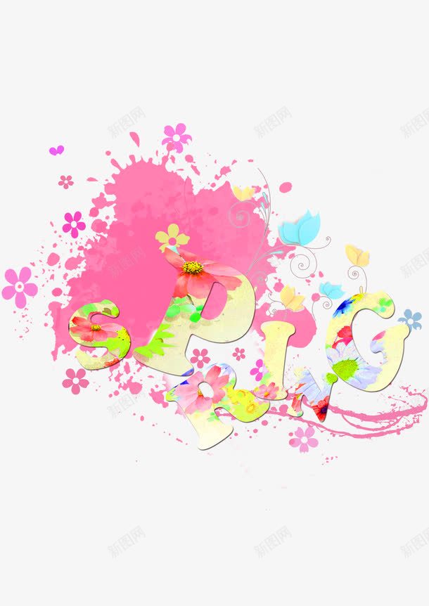 彩色水彩喷墨英文春天png免抠素材_新图网 https://ixintu.com 喷墨 彩色 春天 水彩 英文 装饰图案