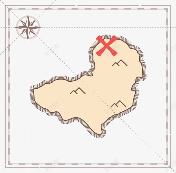 海盗藏宝图png免抠素材_新图网 https://ixintu.com 冒险岛 复古 寻宝图 寻宝路线 矢量素材 藏宝图