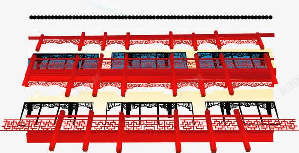 手绘古代建筑矢量图ai免抠素材_新图网 https://ixintu.com 古代建筑 手绘 红色 矢量图