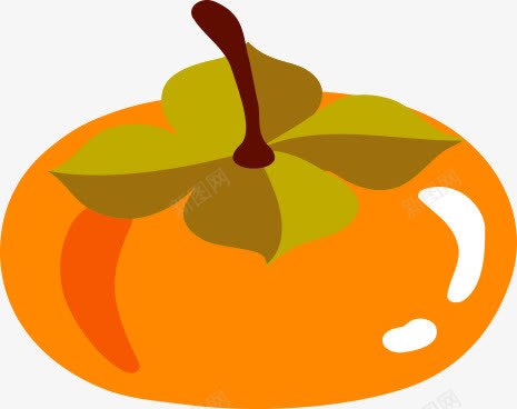 手绘柿子png免抠素材_新图网 https://ixintu.com 手绘 柿子 桔黄 黄柿