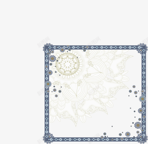 蓝色花纹边框矢量图ai免抠素材_新图网 https://ixintu.com 花纹 蓝色 边框 矢量图
