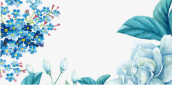 手绘卡通蓝色鲜花背景素材