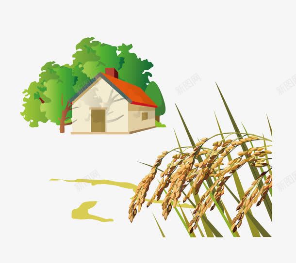 水稻风景png免抠素材_新图网 https://ixintu.com 农耕插画 卡通 卡通素材 播种水稻 水稻插画 水稻风景 秋收景象
