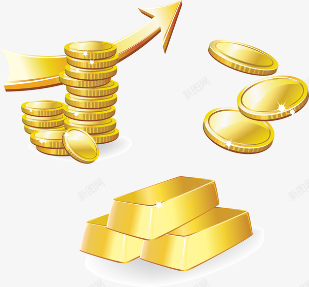 立体3D金币金条矢量图eps免抠素材_新图网 https://ixintu.com 立体3D金币金条 立体3D金币金条矢量图 金币 金币金条矢量图 金条 矢量图