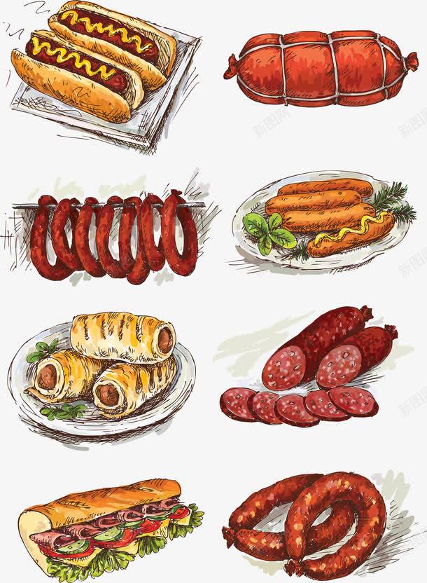 手绘火腿png免抠素材_新图网 https://ixintu.com 手绘 火腿 美食 食物