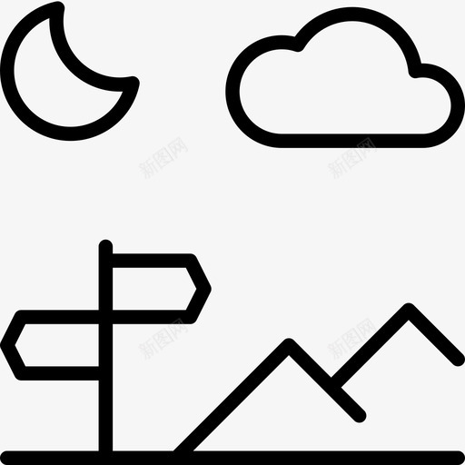 十字路口云位置图标svg_新图网 https://ixintu.com 云 位置 十字路口 夜晚 天气景观稀薄 导航 月亮