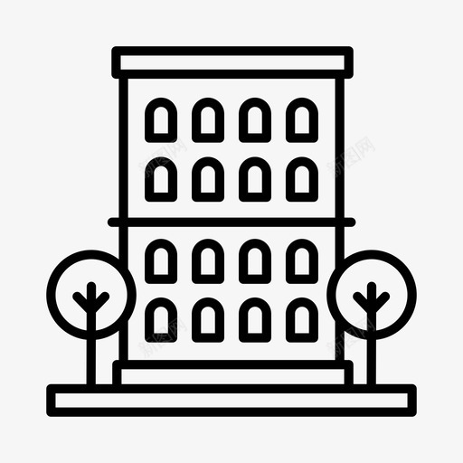 巴黎大厦公寓建筑图标svg_新图网 https://ixintu.com 公寓 巴黎大厦 建筑 法国