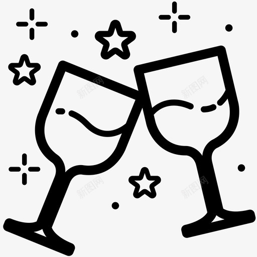 碰杯香槟圣诞节图标svg_新图网 https://ixintu.com 圣诞节 圣诞装饰 碰杯 香槟