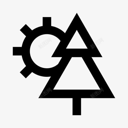 森林太阳日出图标svg_新图网 https://ixintu.com 太阳 户外自然 日出 日落 树木 森林 线路