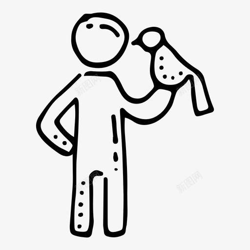动物爱好者鸟人图标svg_新图网 https://ixintu.com 人 人类活动涂鸦 动物爱好者 鸟