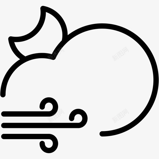 风多云的月亮太阳天气图标svg_新图网 https://ixintu.com 云月 天气 天气11 太阳 风多云的月亮