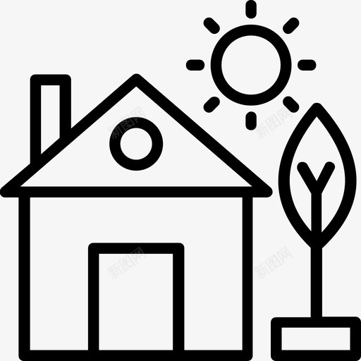 生态屋农家乐温室图标svg_新图网 https://ixintu.com 农家乐 房地产线图标集 温室 生态屋