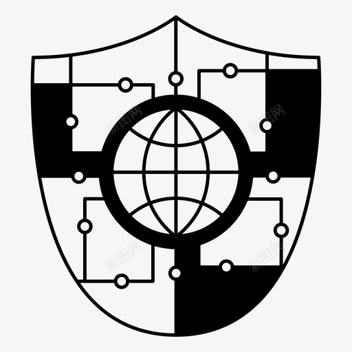 世界盾网络安全加密图标svg_新图网 https://ixintu.com 世界盾 加密 智能技术 网络保护 网络安全 网络安全网络保护