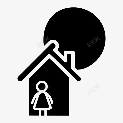 晚上回家孩子女孩图标svg_新图网 https://ixintu.com 女人 女孩 孩子 房子 晚上回家 月亮