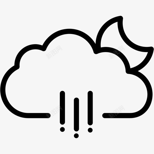 雨云带月多云天气图标svg_新图网 https://ixintu.com 多云 天气 天气7 雨云带月