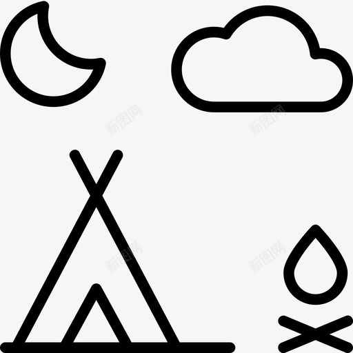 印度帐篷云彩壁炉图标svg_新图网 https://ixintu.com wigwam 云彩 印度帐篷 壁炉 夜晚 天气景观稀薄 月亮